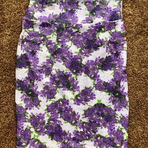 LuLaRoe Cassie Pencil Skirt, Large, Purple Floral